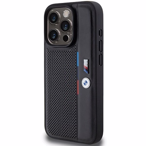 BMW Perforated Tricolor Line ümbris jaoks iPhone 15 Pro - must