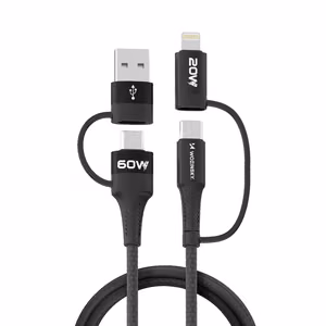 Wozinsky WNBAA 4in1 kaabel 2x USB-C 1x USB-A 1x Lightning 60W 1 m - must