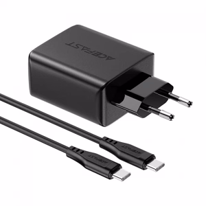 Laadija Acefast A13 must 65W (2xPD / 1xQC3.0) + Type-C / Type-C 120cm kaabel