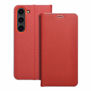 Флип-чехол для Samsung S23 Luna Book Carbon красный