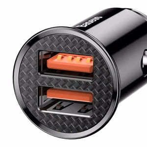 Baseus Circular autolaadija 2x USB QC3.0, 30W, must