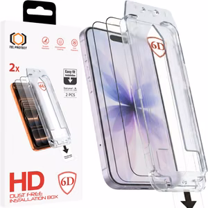 Tel Protect Dust-Free Easy Fit Full Glue 6D закаленное стекло для Iphone 16 Pro/17 черное - 2 шт.