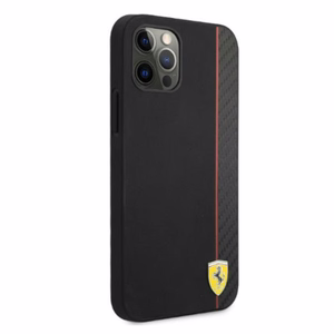 Ferrari FESAXHCP12LBK iPhone 12 Pro Max 6.7" must/must kõvakott On Track Carbon Stripe
