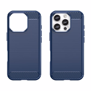 Carbon Ümbris jaoks iPhone 16 Pro Max Silicone Ümbris - Sinine