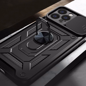 Hybrid Armor Camshield ümbris iPhone 13 Pro Maxile soomustatud ümbris koos kaamerakattega sinine