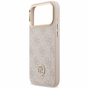 Guess 4G Strass Logo & Big Strap Metal Buttons MagSafe Ümbris jaoks iPhone 17 Pro Max - Roosa