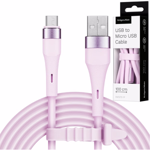 Kruger&Matz Basic USB–microUSB silikoonkaabel, 1 m, roosa
