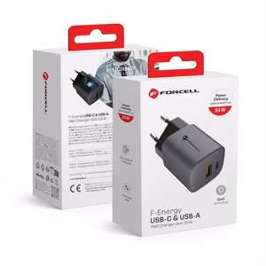 Phone laadija Forcell F-Energy GaN USB C + USB A QC4.0 PD 3A 33W VT-31 hall