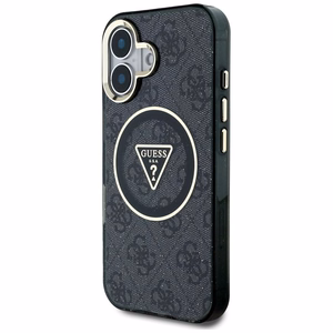 GUESS ümbris jaoks IPHONE 16 compatible with MagSafe GUHMP16SHG4PRTGK (IML Metal Glitter 4G Circle Triangle) must