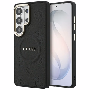 Guess Saffiano Peony Embossed Ring MagSafe ümbris Samsung Galaxy S26 Ultra must