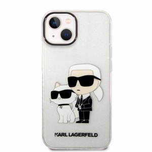 Karl Lagerfeld Glitter Karl&Choupette ümbris jaoks iPhone 14 Plus - läbipaistev