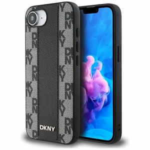 DKNY Leather Checkered Mono Pattern MagSafe iPhone 16e Ümbris - Must