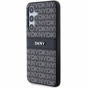 DKNY Leather Mono Stripe & Metal Logo ümbris jaoks Samsung Galaxy S24 - must