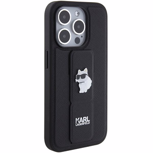 Karl Lagerfeld Gripstand Saffiano Choupette Pins чехол для iPhone 15 Pro Max - чёрный