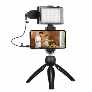 Puluz otseülekande salvestuskomplekt kolmjalg + LED valgus + mikrofon + telefoni klamber PKT3132B