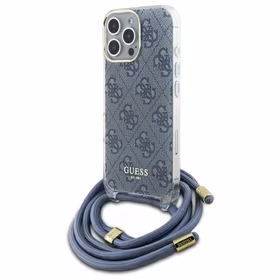 Guess Crossbody Cord 4G Print Ümbris jaoks iPhone 16 Pro Max - sinine