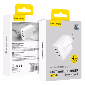 Blavec Wall charger BC-11 GaN - USB + 2xType C - QC PD 65W 3A (TCBC11G-U2CW653A) white