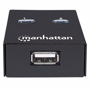 Manhattan USB-A automaatne jagamiskapsel, 2x USB-B pordid, 480 Mbps (USB 2.0), kahekordne juhtimine (automaatne või käsitsi), USB-toide (välist toiteallikat pole vaja), kaasas 1x 1.5m USB-A kuni USB-B kaabel