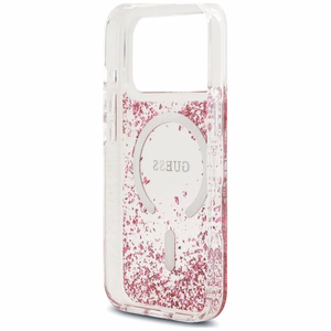 Guess Resin Bottom Glitter MagSafe ümbris mudelitele iPhone 18 Pro Max / 17 Pro Max, roosa