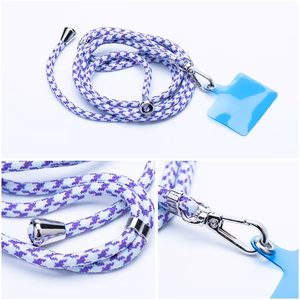 SWING (6mm) Phone lanyard, Phone pendant with adjustable length / cord length 165cm (max 82.5cm in the loop) / on the shoulder or neck - valge - lilla