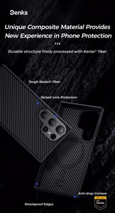 Benks Magnetic Armor Pro Kevlar Ümbris 600D (0041) jaoks Samsung Galaxy S24 Plus must