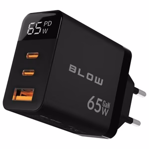 LCD seinaäärne laadija USB pesa + USB-Cx2 PD 65W GAN must vatmeeter