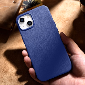 iCarer Litchi Premium nahkkott iPhone 14 Magnetic Leather Case MagSafe tumesinine (WMI14220709-DB)