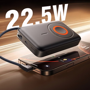 Joyroom JR-PBM02 Powerbank 22.5W 10000mAh 3in1 magnetiline induktiivne ühilduv MagSafe sisseehitatud kaabliga - must