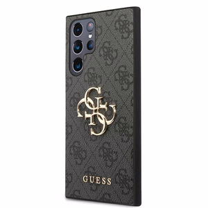 Guess GUHCS22L4GMGGR S908 S22 Ultra sari/halli värvi kõvakott 4G Big Metal Logo