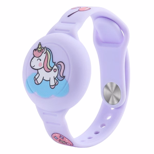 AirTag Ümbris Wristband Silikoon Wristband jaoks Laste - lilla koos Unicorn