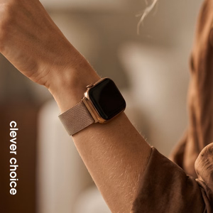 Crong Milano Steel Milano-punusega roostevabast terasest kellarihm Apple Watchile 44/45/46/49 mm, roosakuldne
