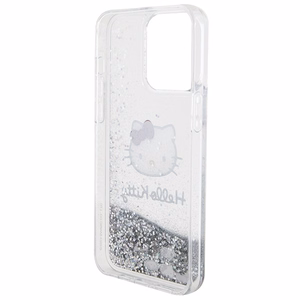 Hello Kitty Liquid Glitter Charms Kitty Head ümbris jaoks iPhone 15 Pro Max - hõbedane