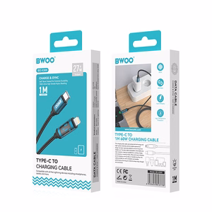 BWOO usb-c Lightning cable 1m 27W with LED display, braided, must