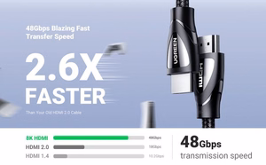 Must Ugreen HD140 HDMI–HDMI 2.1 kaabel, 8K@60 Hz, 1 m (80401)