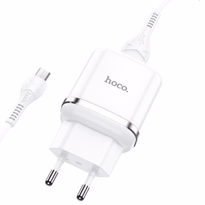 Phone Laadija Hoco USB A QC3.0 3A 18W + Kaabel USB A to Micro USB N3 valge
