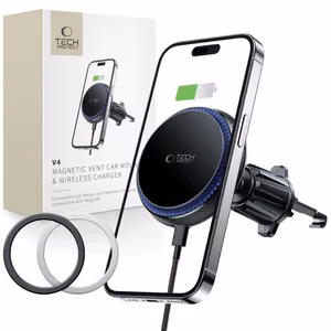 Tech-Protect MM15W-V4 Car Phone Hoidja koos MagSafe 15W Induktiivne Laadija jaoks Air Vent - must