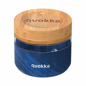 Quokka Deli Food Jar 500 ml borosilikaatklaasist toidunõu, puidusüü muster