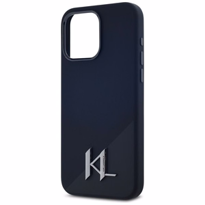 Чехол Karl Lagerfeld для iPhone 15 Pro Max совместимый с MagSafe KLHMP15XSCMKMPCK (Silicone Initial Metal Logo) чёрный