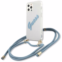 Guess GUHCP12LCRTVSBL iPhone 12 Pro Max 6.7" sinine/sinine kõvakott Script Vintage