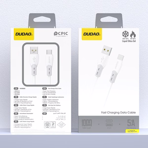 Dudao L25ST 5A USB-A - USB-C kaabel pehme silikoonpõimikuga 1m - valge