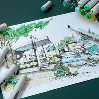 Double-sided Marker Pens ARRTX Oros, 24 Colours, roheline tone shade