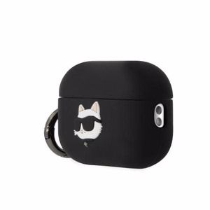 Karl Lagerfeld KLAP2RUNCHK AirPods Pro 2 чехол чёрный/чёрный Silicone Choupette Head 3D