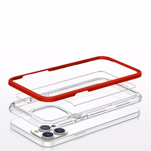 Läbipaistev 3in1 ümbris iPhone 13 Pro Max raamkate geel punane