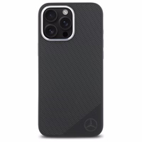 Mercedes Silicone Tonal Logo Wood Pattern MagSafe iPhone 16 Pro Max Ümbris - must