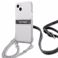 Guess GUHCP13SKC4GBSI iPhone 13 mini 5.4" läbipaistev kõvakott 4G Hall rihm hõbedane kett