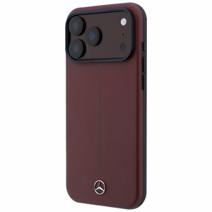 Mercedes Semi Wrap Iconic Line MagSafe nahast ümbris mudelitele iPhone 18 Pro Max / 17 Pro Max, bordoopunane