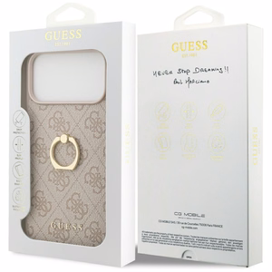 Guess 4G Ring Stand Ümbris jaoks iPhone 17 Pro Max - Roosa