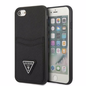Guess GUHCI8PSATPK iPhone 7/8 SE 2020 / SE 2022 hardcase black/black hardcase Saffiano Triangle Logo Cardslot