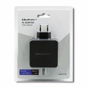 Qoltec 51766 toiteadapter Lenovo 65W | 20V | 3.25A | Slim tip+pin