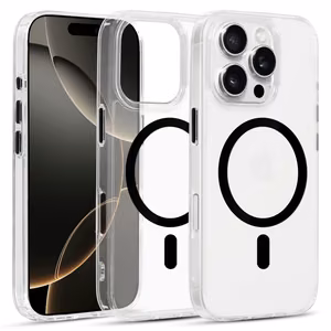 Glossy Magsafe Läbipaistev Ümbris do Iphone 16 Pro must